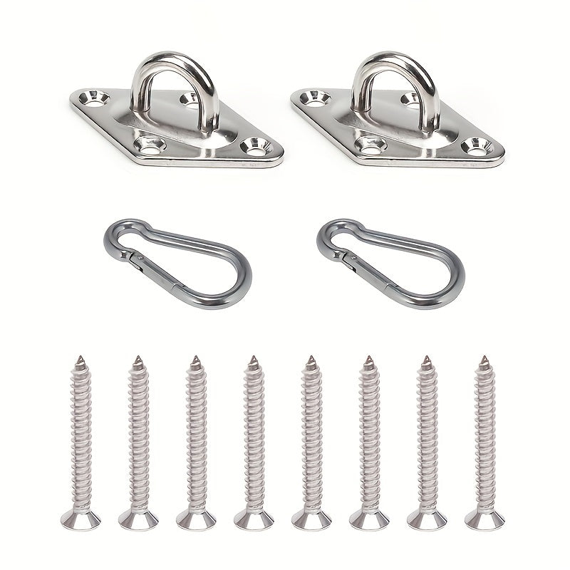 304 Stainless Hammock Hanging Kit with 2 Rhombus Pad Eyes
