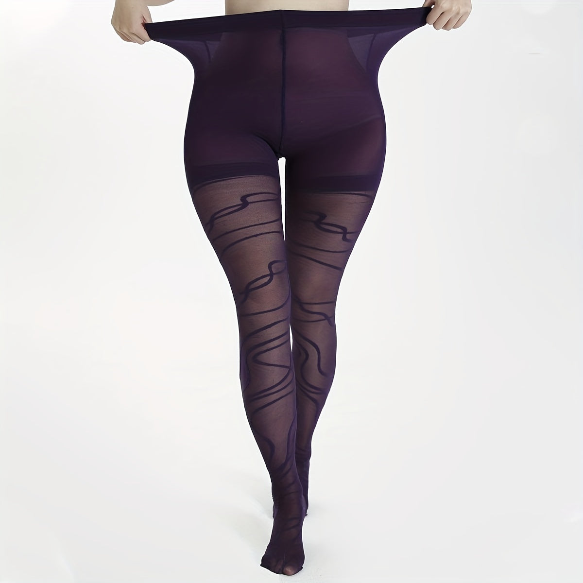 Women's Plus Jacquard 40 Denier High Rise Pantyhose