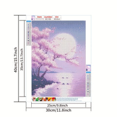 Cherry Flowers Moon River Diamond Painting DIY Adult Round Home Decor
