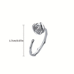 S925 Sterling Silver Thorns Rose Open Ring For Girls