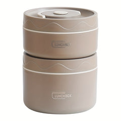 2pcs Stainless Steel Insulated Lunch Box Double layer Portable Meal Box Round
