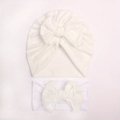 2 Baby Threaded Hat & Bow Hair Tie Hair Accessories All Seasons