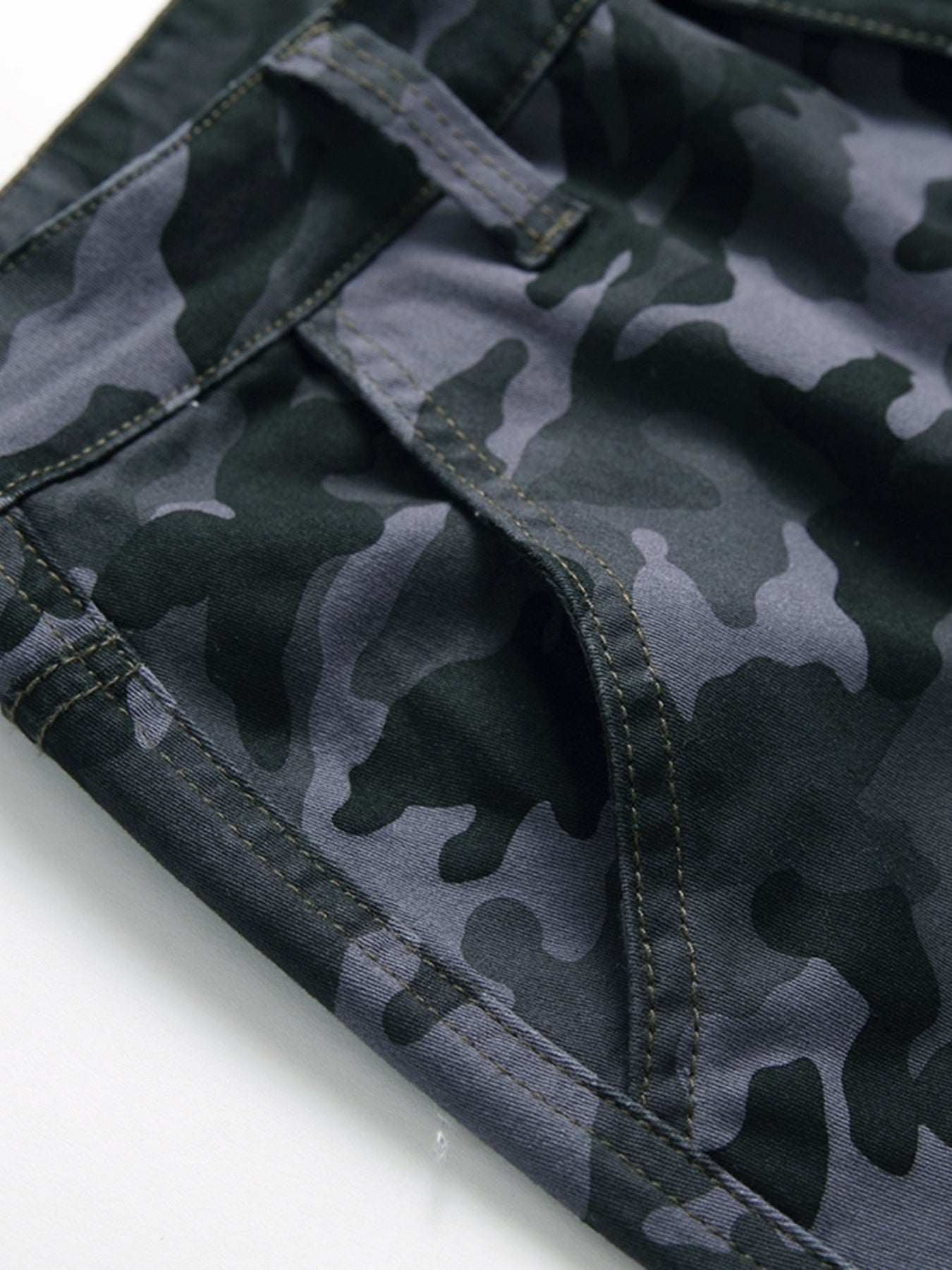 Camouflage Pattern Pocket Jeans Mens Casual Stretch Biker Jeans