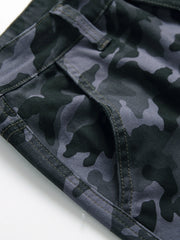 Camouflage Pattern Pocket Jeans Mens Casual Stretch Biker Jeans