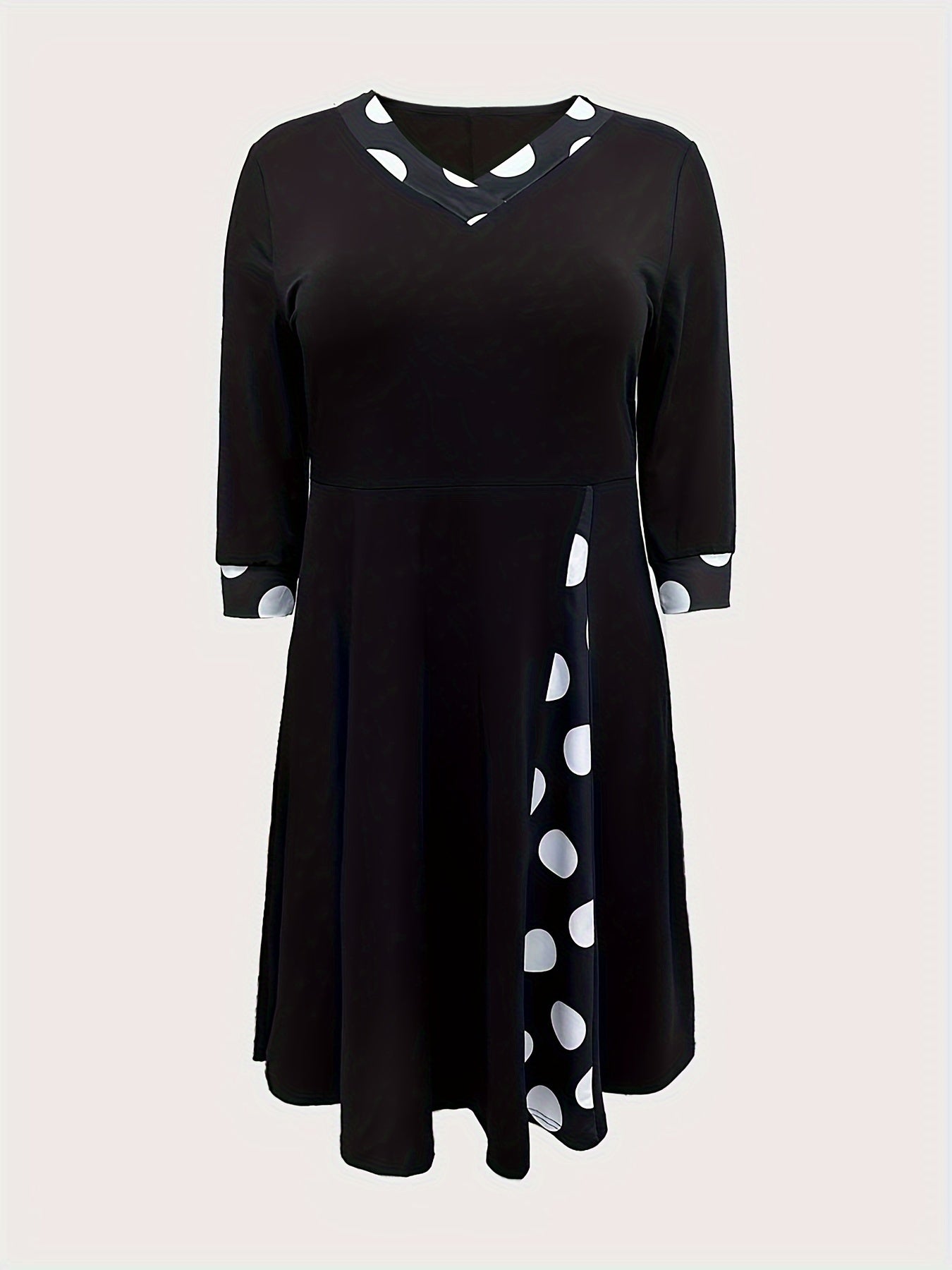 Colorblock Dot Print Maxi Dress