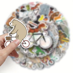 50pcs Animal Bicycle Series Stickers for Laptop Helmet Water Cup