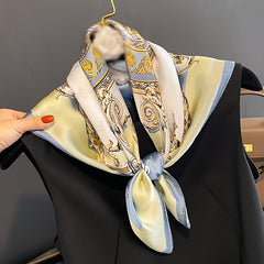70cm Chain Print Square Scarf Casual Neckerchief Bandana Satin Head Scarf