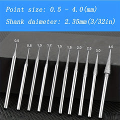 10pcs Diamond Mounted Grinding Head Burrs Stone Carving Bits for Rotary Tools