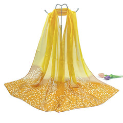 Floral Pattern Gradient Chiffon Silky Scarf Sun Protection Seaside Beach Scarf