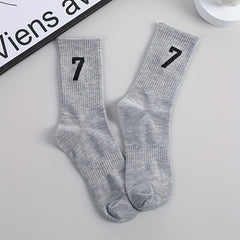 Number Print Socks Mid Tube Women's Stockings