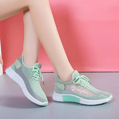Women's Daisy Mesh Low Top Sneakers Breathable Lace Up Running Shoes