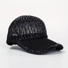 Breathable Rhinestone Baseball Cap Adjustable Sun Hat for Women