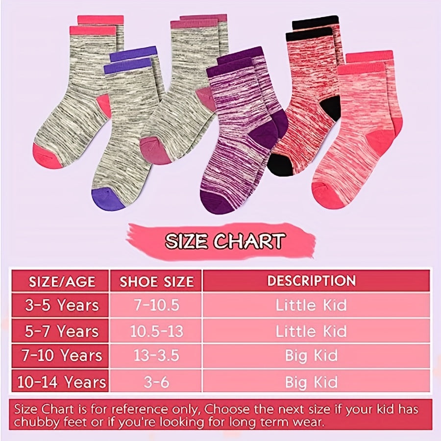 12 Pairs Girls Kids Breathable Comfy Crew Socks Block Socks Children