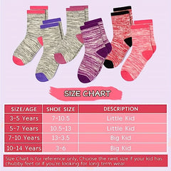 12 Pairs Girls Kids Breathable Comfy Crew Socks Block Socks Children