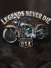 LEGENDS NEVER DIE Motorcycle Print Men's Graphic Round Neck Sweatshirt