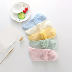 5 Pairs Argyle Pattern Ruffle Socks Women's Stockings