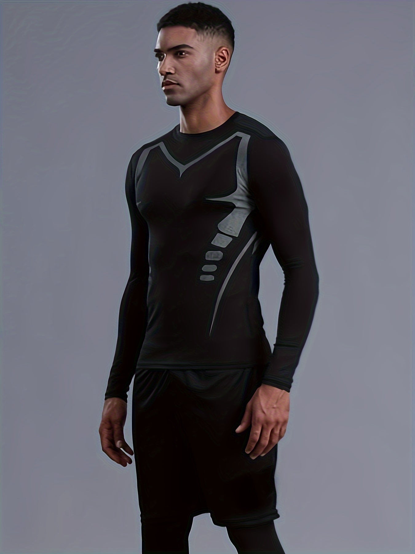 Men's Quick Drying Long Sleeve T-shirt & Shorts Set for Fitness