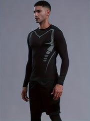 Men's Quick Drying Long Sleeve T-shirt & Shorts Set for Fitness