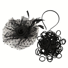 Pink Floral Fascinators Hat & Hair Ties Mesh Feather Hair Clips for Women