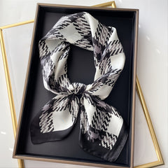 Classic Checkered Silk Scarf Gift For Her
