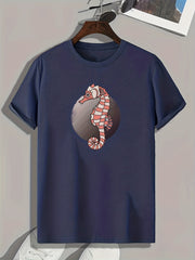 Sea Horse Pattern Print Men's Sports T-shirt Graphic Tee