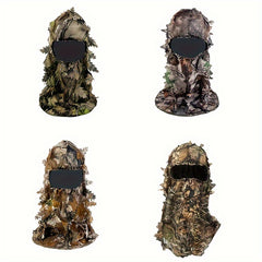 Camouflage Leafy 3D Face Mask Hood for Camping Fishing