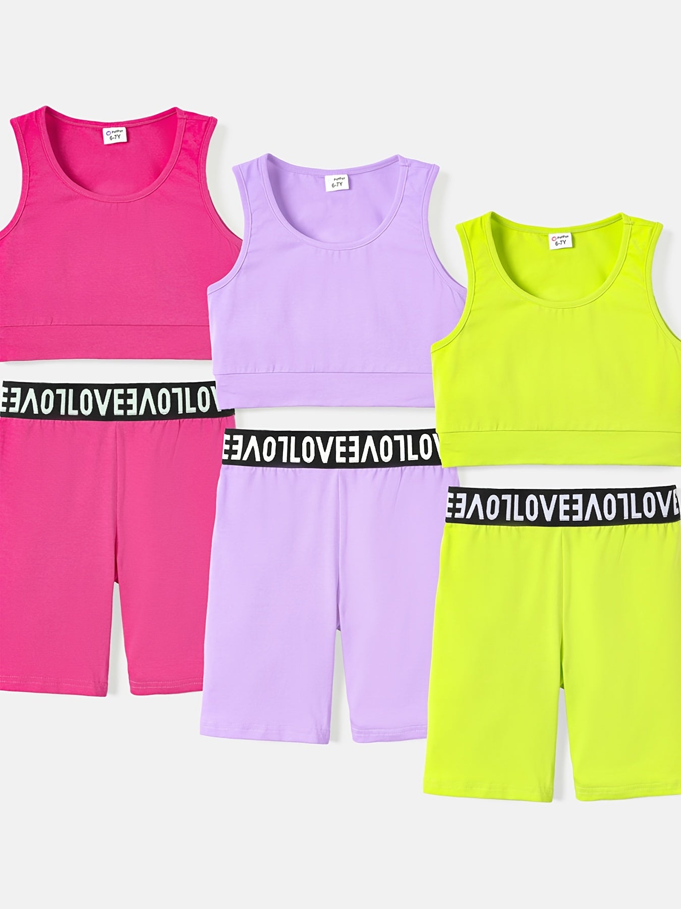 Kids 2pcs Cotton Tank Top & Webbing Shorts Set