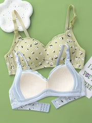 2pcs Floral Print Adjustable Strap Teen Bras