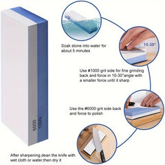 Double Sided Sharpening Stone with Bamboo Base Scissor Sharpener