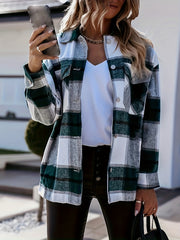 Plaid Long Sleeve Button Blouses Top For Women