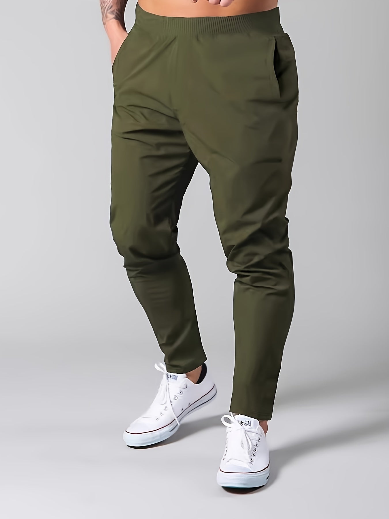 Men's Solid Thin Anti wrinkle Sports Pants