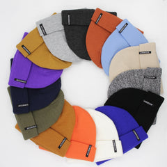 2pcs Label Patch Beanie Elastic Knit Hat Unisex Skull Cap Warm Couple Chemo Hats