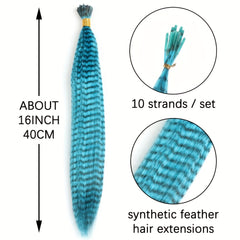 Colorful Feather Hair Extension 10 Pack Set High Temperature Fiber