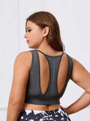 Sports Bra Solid Cut Out Back High Stretch Gym Fitness Bra