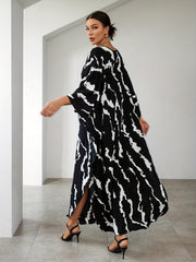 Plus Size Boho Cover Up Women's Plus Graffiti Print Loose Fit Beach Cover Up