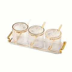 Transparent Nut Jar With Lid Fruit Bowl With Tray