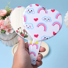 Rainbow Cloud Heart Pattern Hand Mirror Cosmetic Touch up Mirror