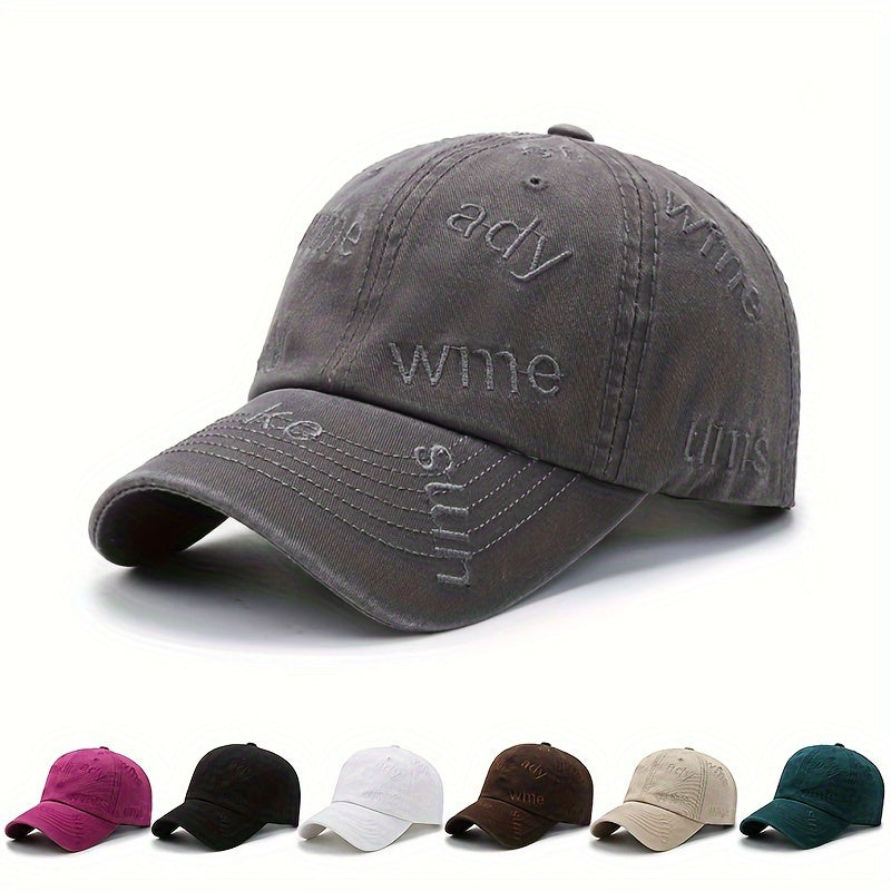 Vintage Water washed Baseball Cap Embroidered Letter Cap