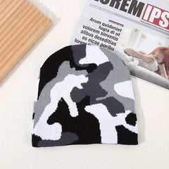 Jacquard Camouflage Knitted Hat Soft Beanie Men Women Warm Outdoor