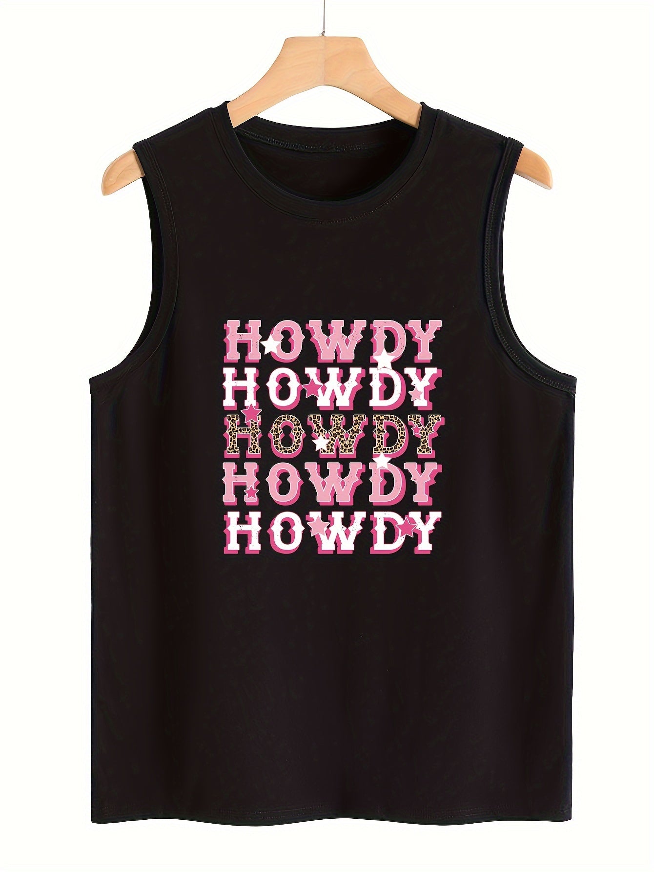 Howdy Letter Pattern Stretchy Sports Vest Women's Activewear