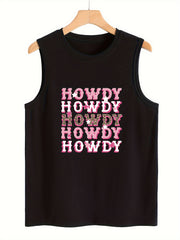 Howdy Letter Pattern Stretchy Sports Vest Women's Activewear