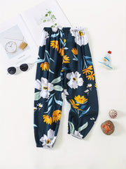 Toddler Girls Flower Graphic Loose Jogger Pants Elastic Waist Thin Trousers