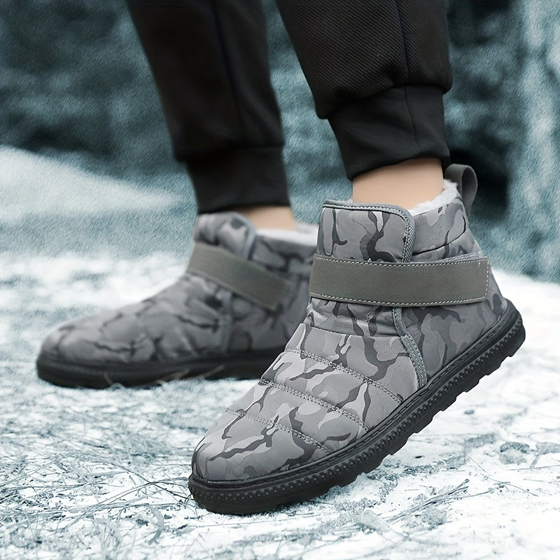 Women's Camo Winter Snow Boots Plush Inner Hook & Loop Fastener