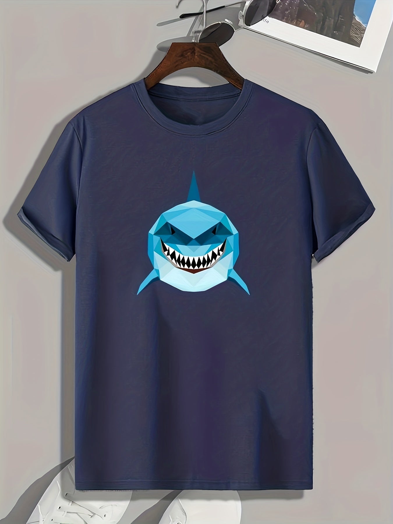 Shark Print Men's Graphic T shirt Casual Comfy Tees For Summer