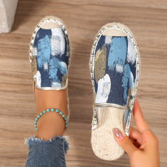 Women's Graffiti Print Slip On Espadrilles Casual Outdoor Shoes
