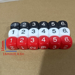 18 Pcs 16mm Rounded Acrylic Digital Dice in 3 Colors for Bar Games