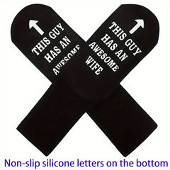 Men's Creative Letter Graphic Cotton Blend Mid Crew Socks