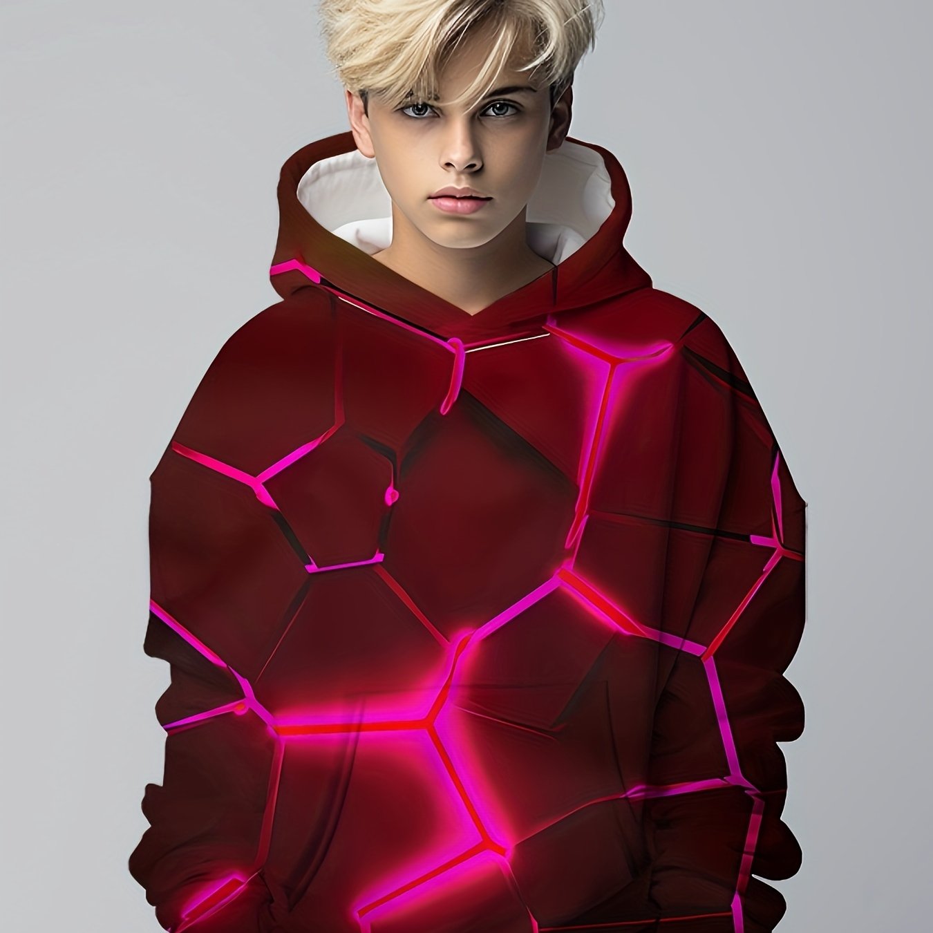 Kids Flame 3D Print Hoodie Hip Hop Sports Casual Tops