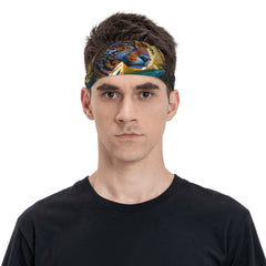 Leopard Print Sports Headband Sweat Wicking Stretchy Breathable Polyester