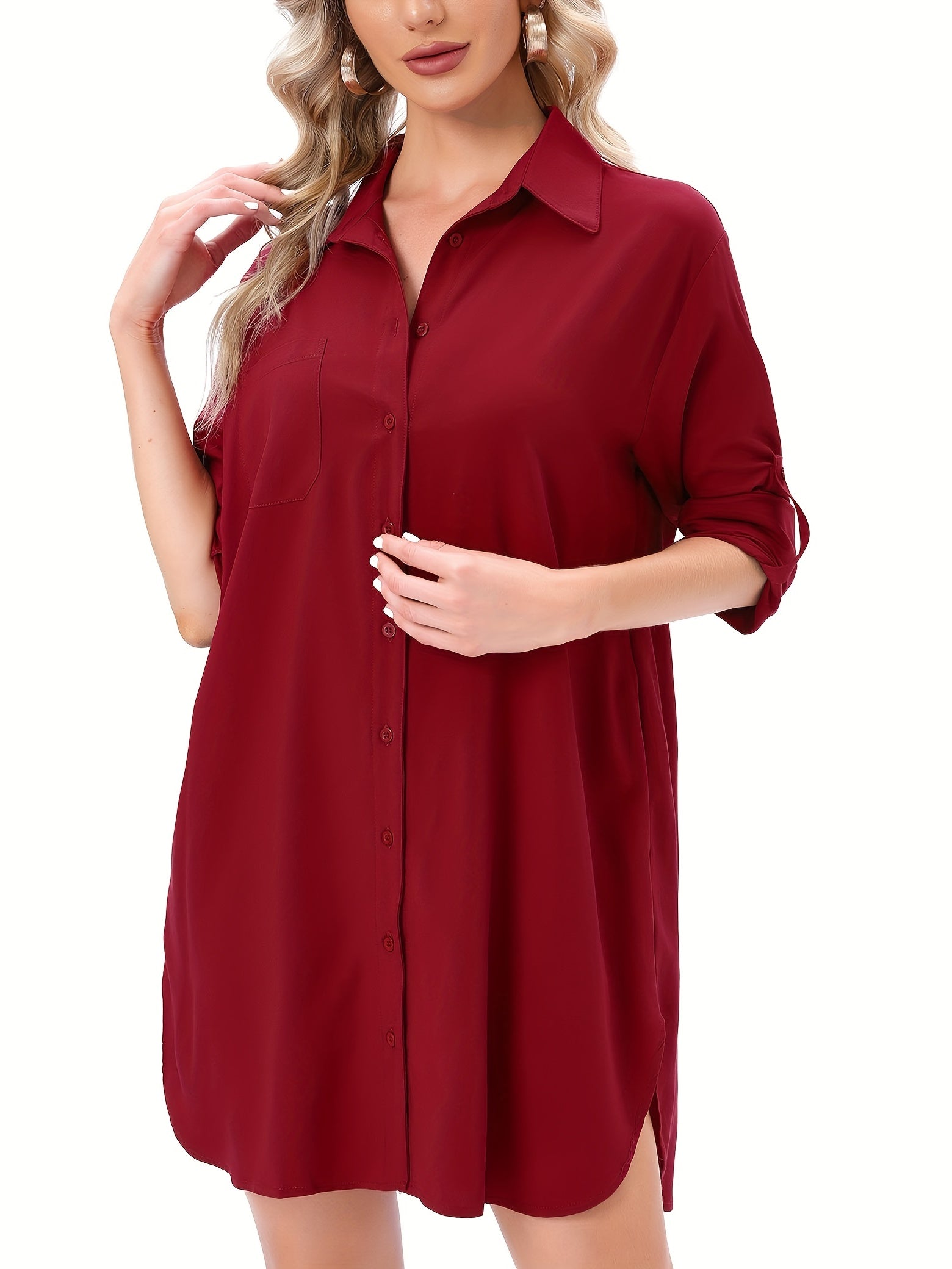 Button Shirt Dress Long Sleeve Casual Dress Spring Summer
